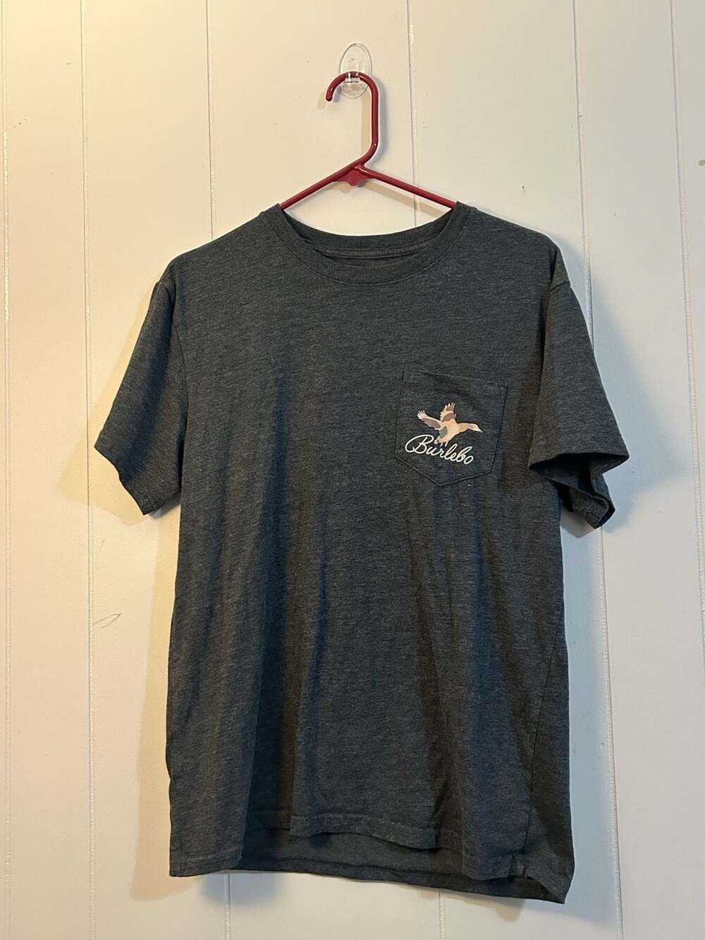 Burlebo Men's Ash Grey Diving Duck Tee - Pocket Graphic T-Shirt